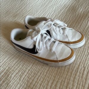 Nike White and Tan Sneakers with Black Swoosh